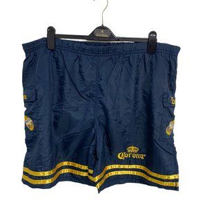 Vintage Corona Extra Men's Navy Blue Gold Striped Swim Trunks Size L